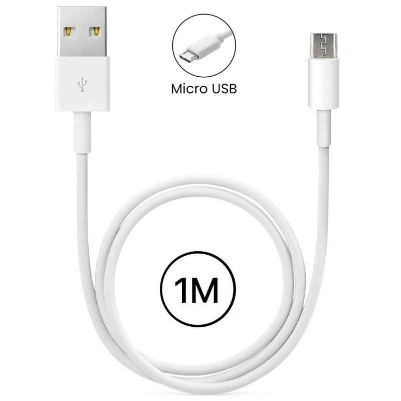 Câble Micro USB 1m 2A - Blanc Câble Micro USB 1m 2A - Blanc