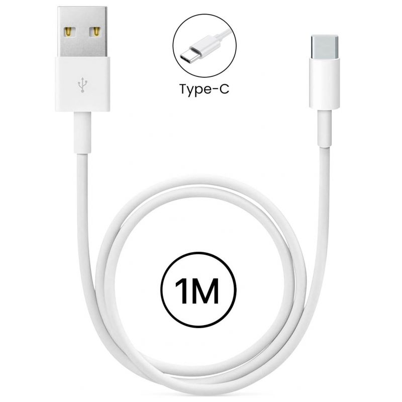 Câble Micro USB Type-C 1m 2A - Blanc Câble Micro USB Type-C 1m 2A - Blanc