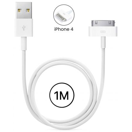 Cable USB iPhone 4 / 4S 1M 2A - Blanc