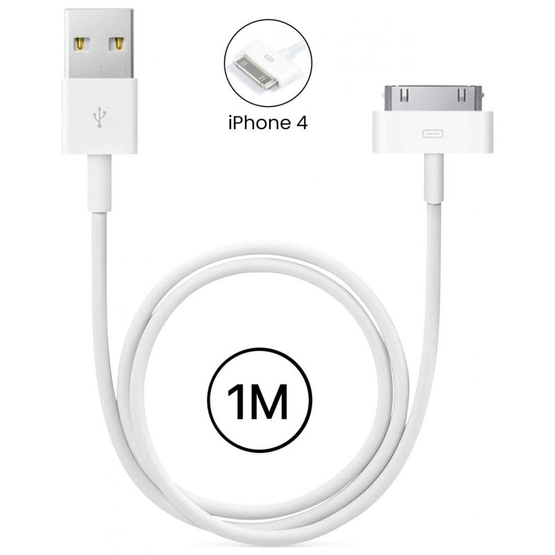 Cable USB iPhone 4 / 4S 1M 2A - Blanc Cable USB iPhone 4 / 4S 1M 2A - Blanc