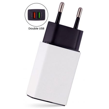 Chargeur secteur double USB 2.4A - Blanc