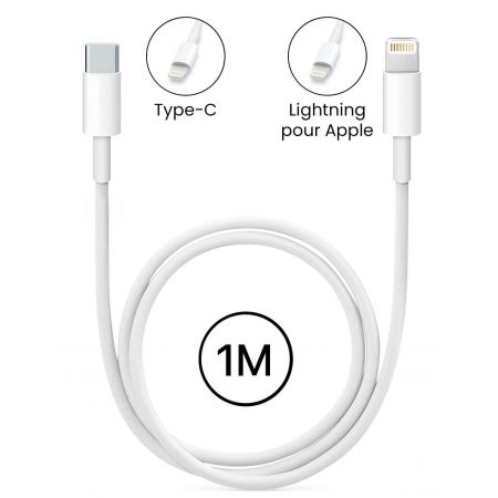 Câble USB Type-C vers iPhone 1m 20W 3A - Blanc